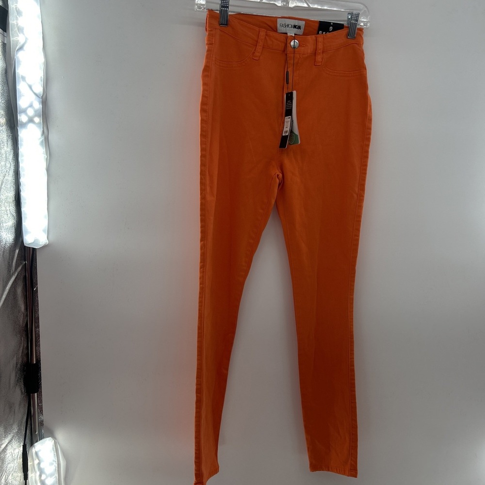 Fashion Nova Women's Sz 9 Skinny Jeans Orange Colored Denim Pants 26"x28" NWT